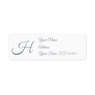 Étiquette Monogramme H élégant pailleté argent Personnalisé