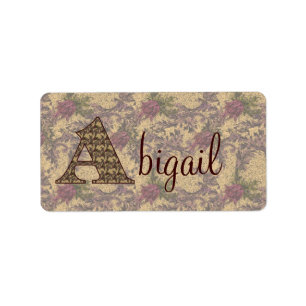 Étiquette Monogramme Initial A Floral Vintage Personnalisé