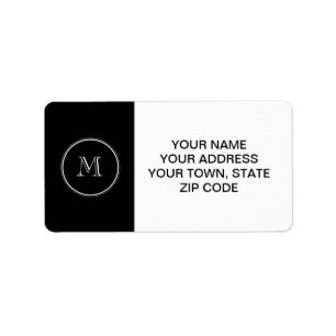 Étiquette Monogramme initial noir haut de gamme