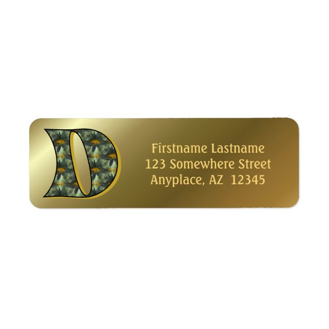 Étiquette Monogramme Initiale D Marguerites Art Adresse de R (Devant)