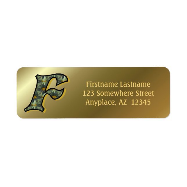 Étiquette Monogramme Initiale F Marguerites Adresse de Retou (Devant)