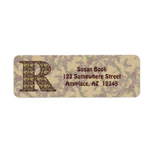 Étiquette Monogramme Initiale R Floral Vintage Adresse de Re