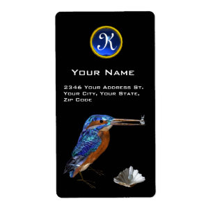 Étiquette MONOGRAMME KINGFISHER, Bleu électrique, Sapphire
