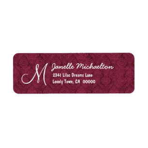 Étiquette Monogramme M ou tout M009 initial de damassé de