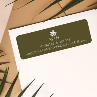 Étiquette Monogramme minimal de palmiers tropicaux