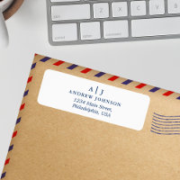 Monogramme Minimaliste Marine Bleu Adresse de reto