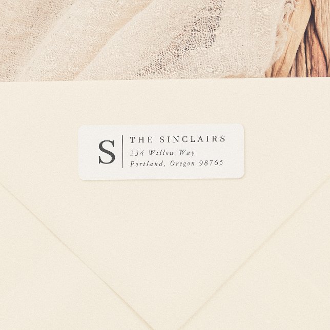 Étiquette Monogramme minimaliste Nom de famille élégant (Créateur téléchargé)