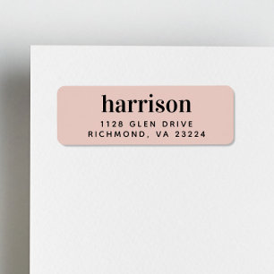 Étiquette Monogramme moderne Blush rose Adresse de retour