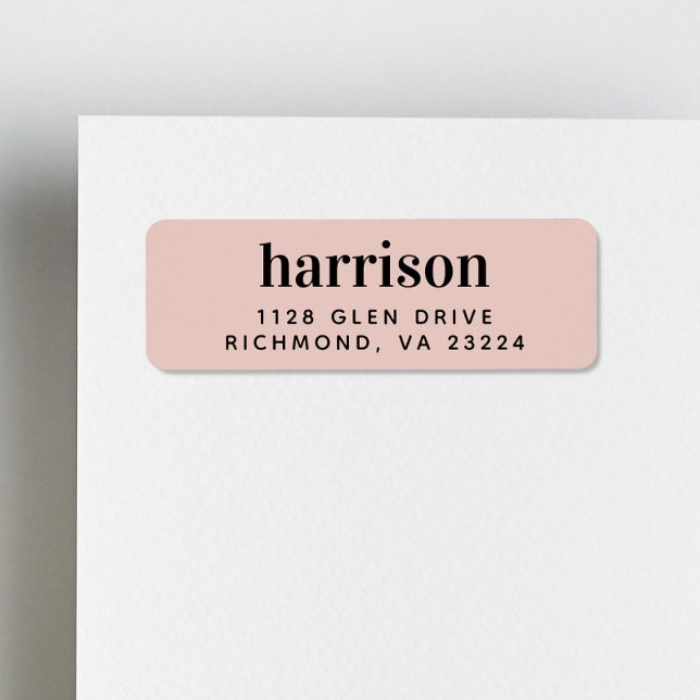 Étiquette Monogramme moderne Blush rose Adresse de retour (Créateur téléchargé)