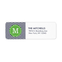 Monogramme moderne Chevron Marine et Vert