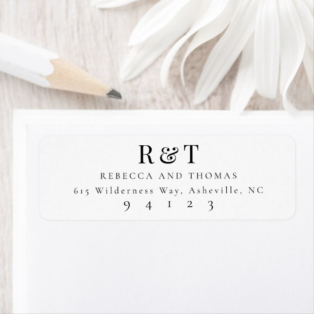 Étiquette Monogramme Moderne de Mariage Adresse de Retour  (En situation)