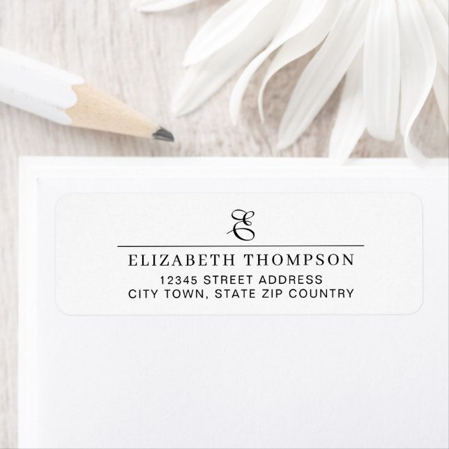 Étiquette Monogramme moderne élégant Nom Adresse (En situation)