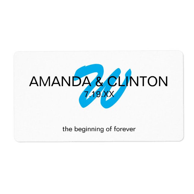 Étiquette Monogramme moderne | Favoris de la bouteille d'eau (Devant)