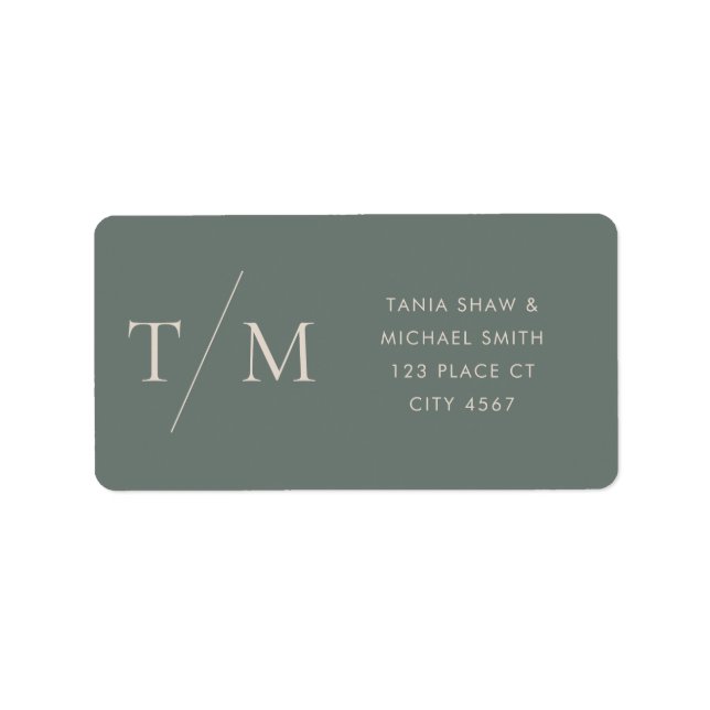 Étiquette Monogramme moderne Moss Dark Sage Mariage (Devant)