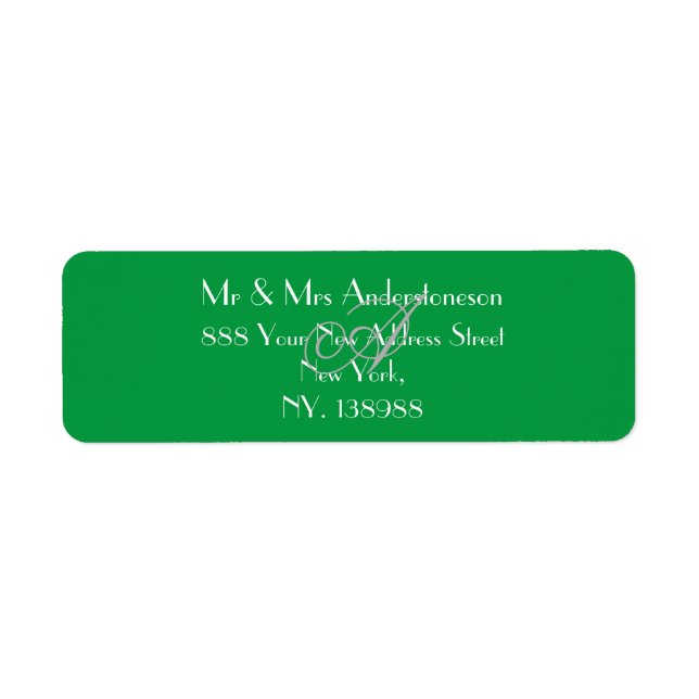 Étiquette Monogramme Moderne Simple Cool Vert Adresse de ret (Devant)