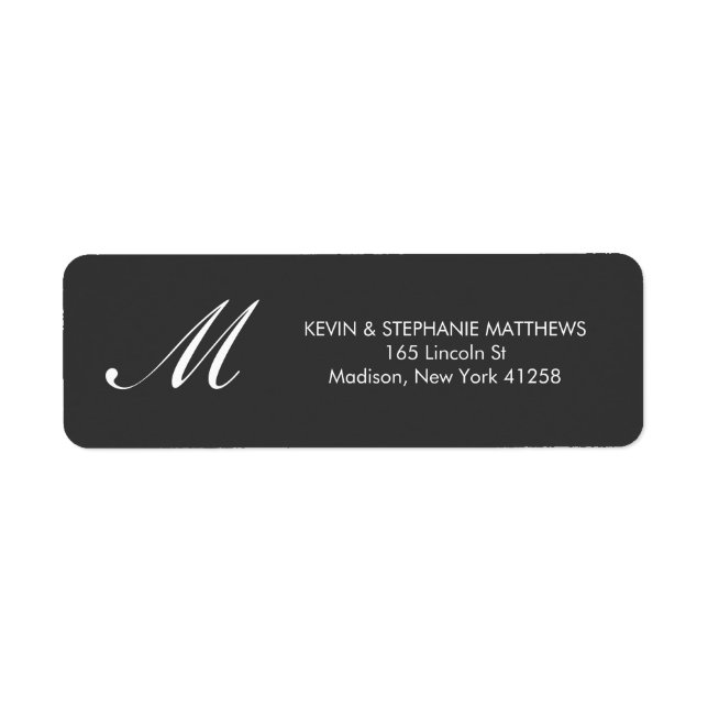 Étiquette Monogramme noir et blanc (Devant)