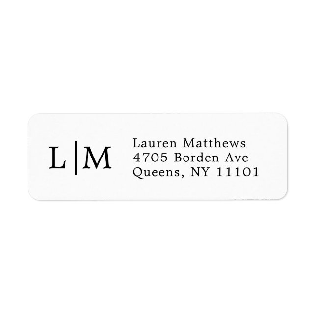 Étiquette Monogramme noir et blanc Adresse de retour d'affai (Devant)