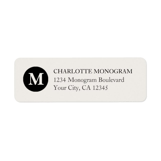 Étiquette Monogramme noir et crème (Devant)