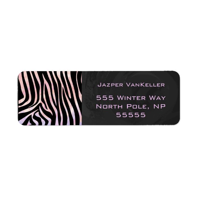 Étiquette Monogramme noir et rose Zebra (Devant)