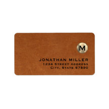 Monogramme or en cuir moderne Adresse de retour