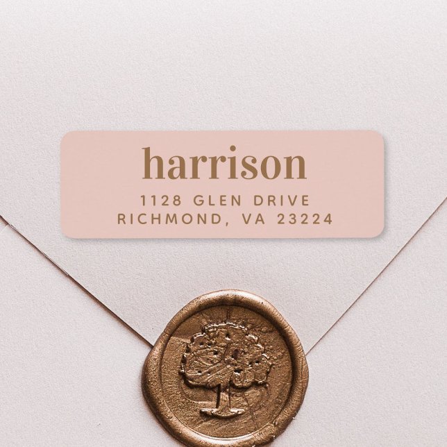 Étiquette Monogramme Or moderne Blush rose Adresse de retour (Créateur téléchargé)