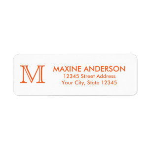 Étiquette Monogramme orange classique moderne