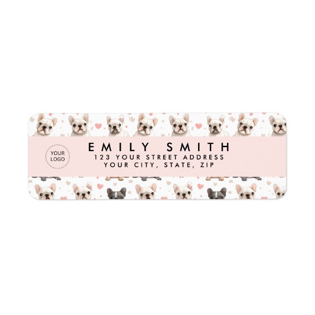 Étiquette Monogramme Personalized Adorable French Bulldog (Devant)