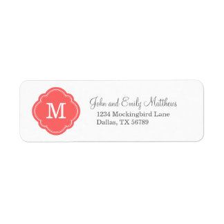 Étiquette Monogramme personnalisé Coral
