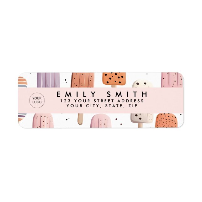 Étiquette Monogramme Personnalisé Cute Popsicle Motif (Devant)