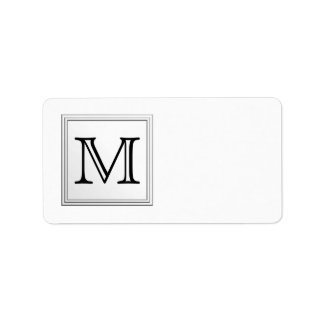 Étiquette Monogramme personnalisé imprimé. Noir et Blanc.