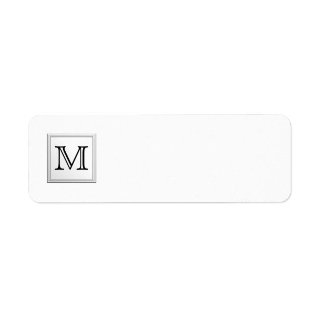 Étiquette Monogramme personnalisé imprimé. Noir et Blanc. (Devant)