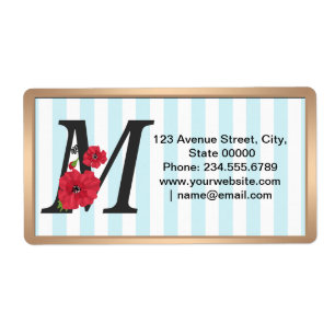 Étiquette monogramme personnalisé modifiable M texte fleur r