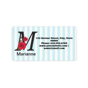 Étiquette monogramme personnalisé modifiable Mtext rouge fle