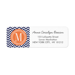 Étiquette Monogramme personnalisé par zigzag de Chevron de