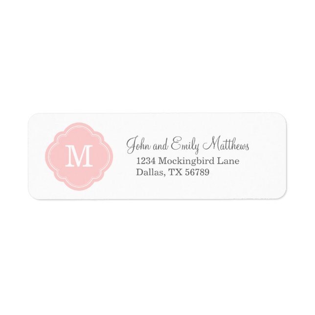 Étiquette Monogramme personnalisé rose clair (Devant)
