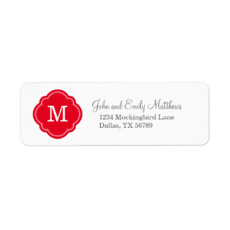 Étiquette Monogramme personnalisé rouge