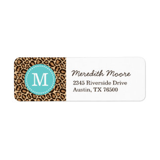 Étiquette Monogramme personnalisé Turquoise et Empreinte de