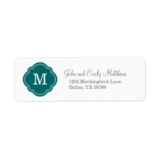 Étiquette Monogramme personnalisé Turquoise foncé