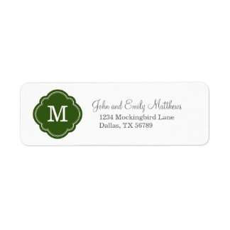 Étiquette Monogramme personnalisé vert