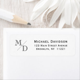 Étiquette Monogramme professionnel 2 Initiale Simple Clean