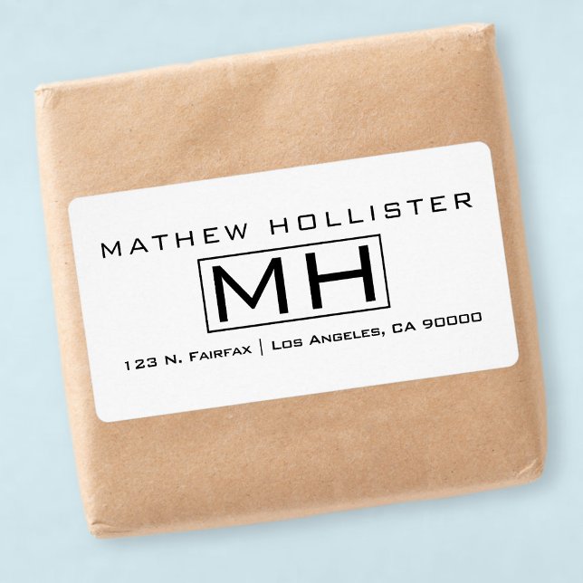 Étiquette Monogramme Professionnel Moderne Texte Noir sur Fo (Créateur téléchargé)