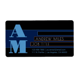 Étiquette Monogramme rétro-moderne et formes et couleurs mod