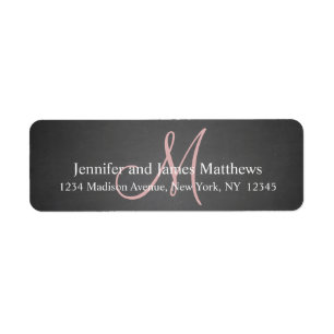 Étiquette Monogramme rose Chalkboard pour Mariages