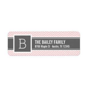 Étiquette Monogramme rose et gris de Chevron