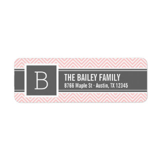 Étiquette Monogramme rose et gris de Chevron