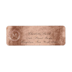 Étiquette Monogramme Rose or cuivre couronne Royal RSVP