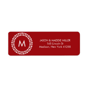 Étiquette Monogramme rouge et blanc