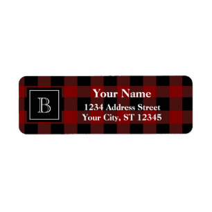 Étiquette Monogramme Rustique de bison de bûcheron de bûcher