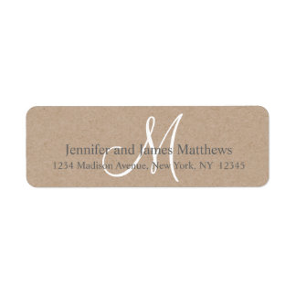 Étiquette Monogramme rustique Kraft pour Mariages