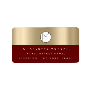 Étiquette Monogramme Sepia Gold Noir minimaliste Maroon RSVP